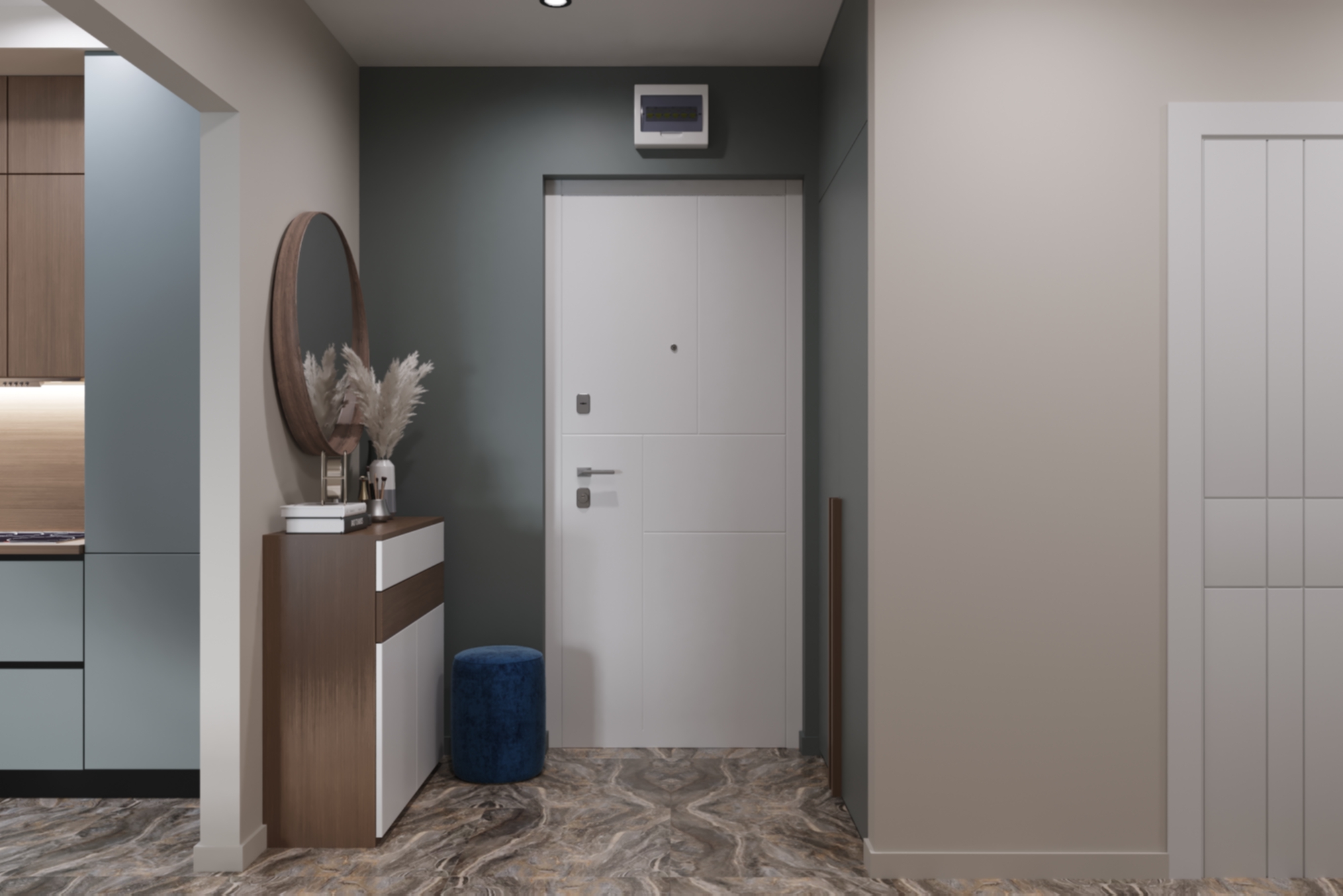 Фото № 1: Суперсовременный интерьер трешки с необычным освещением