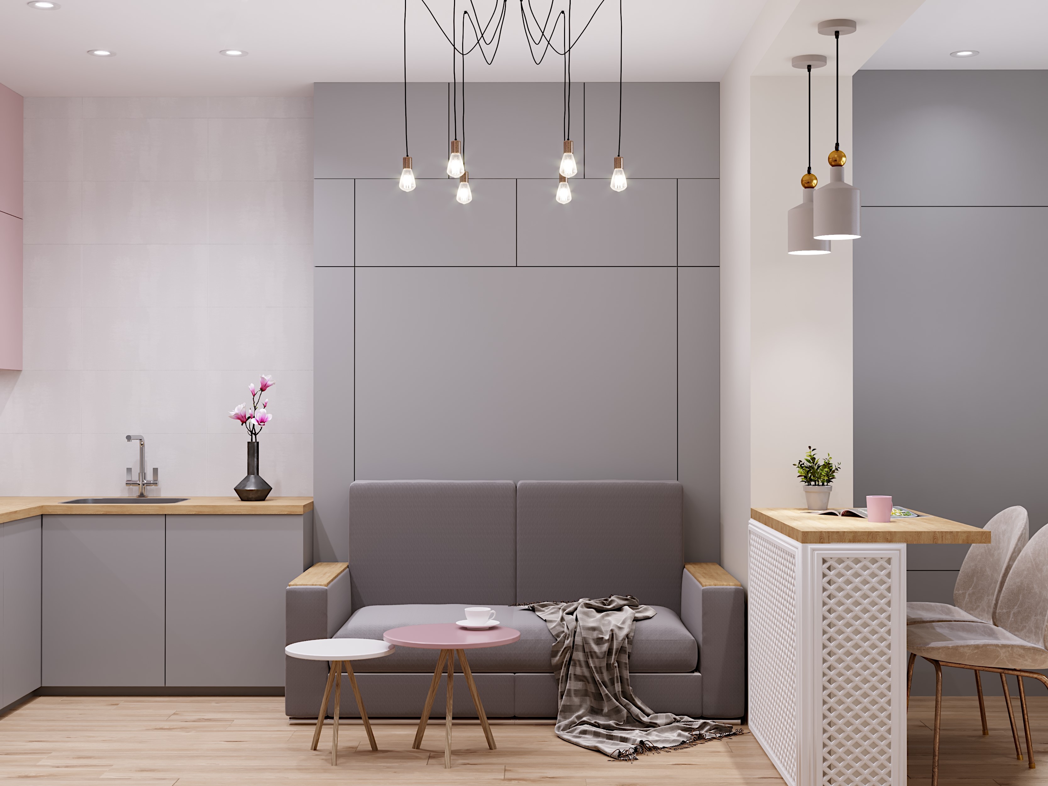 Фото № 2: Нежная квартира-студия в современном стиле