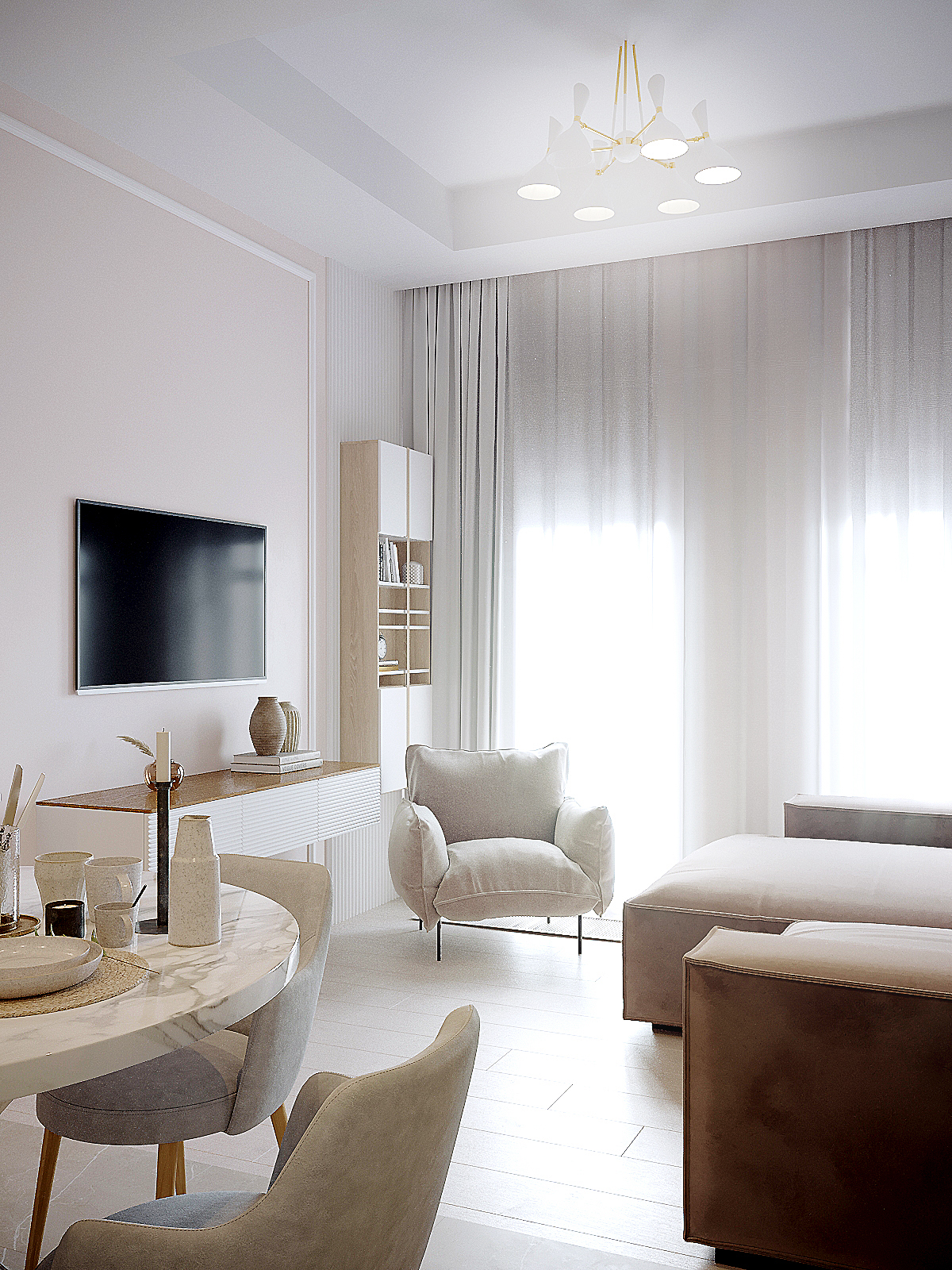 Фото № 3: Нежная четырехкомнатная квартира в современном стиле