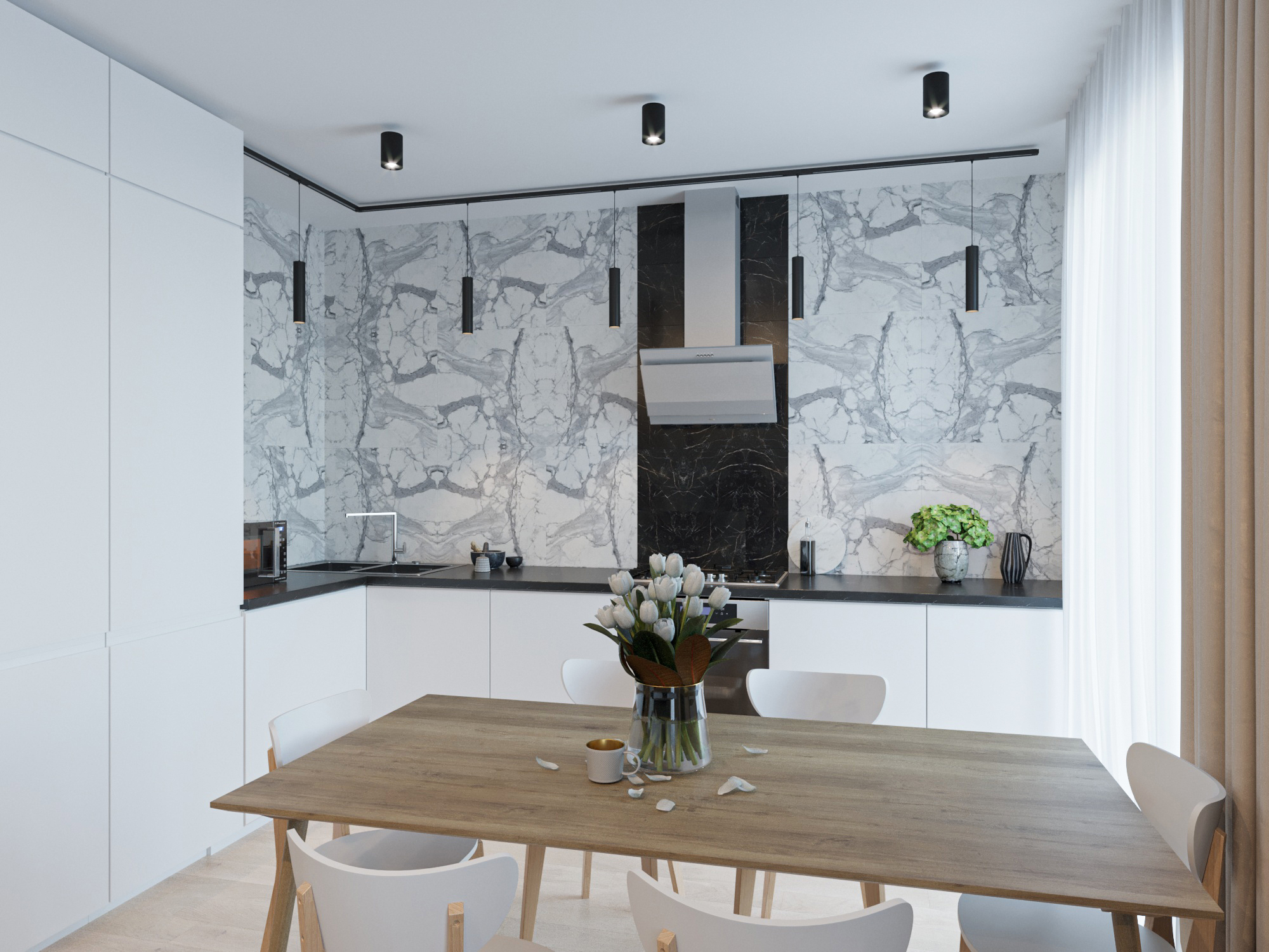 Фото № 3: Дизайн кухни площадью 20 метров: стильный пример из коллекции ReRooms