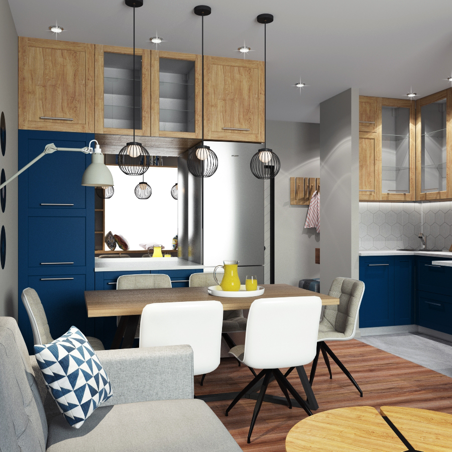 Фото № 6: Дизайн двушки с уютной спальней в стиле современная скандинавия