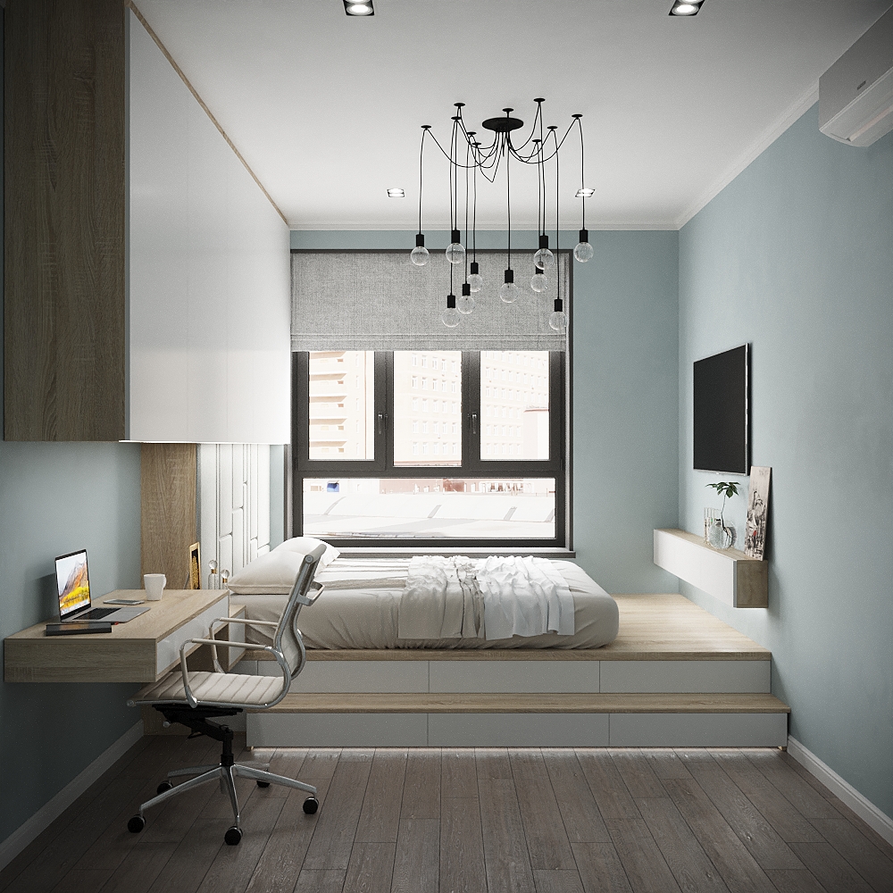 Фото № 3: Интерьер трешки в стиле лофт с элементами минимализма и высокими потолками