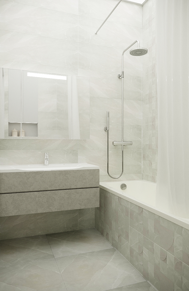 Фото № 7: Интерьер трешки в стиле лофт с элементами минимализма и высокими потолками