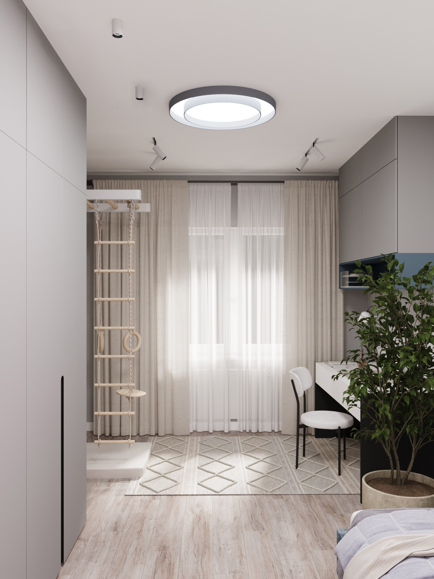 Фото № 4: Дизайн двухкомнатной квартиры с кабинетом на балконе