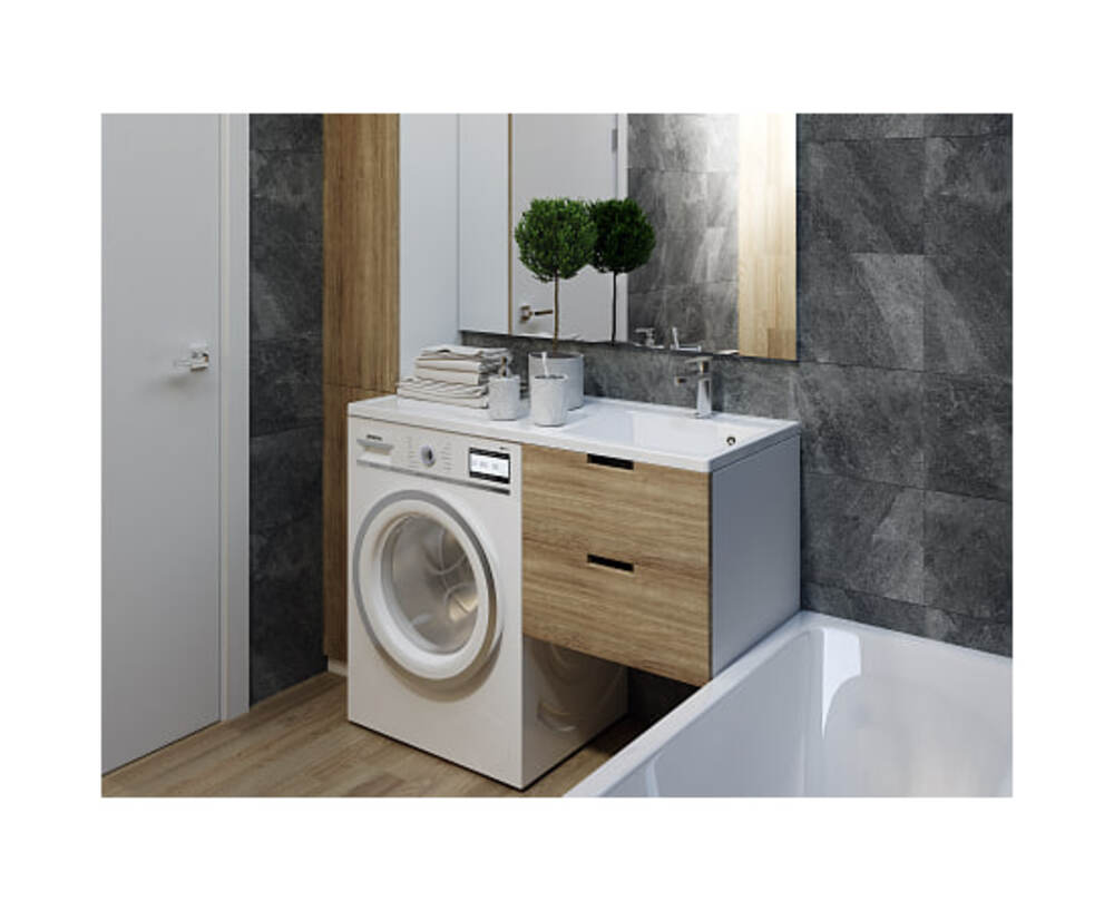 Фото № 1: Дизайн ванной: 10 удобных способов разместить стиральную машину