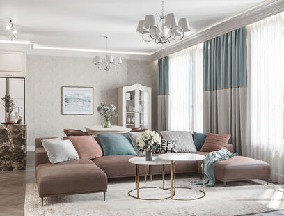 Фото № 1: Дизайн-проект четырехкомнатной квартиры 128.96  м² Современная классика для ЖК Green Park