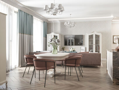 Фото № 2: Дизайн-проект четырехкомнатной квартиры 128.96  м² Современная классика для ЖК Green Park