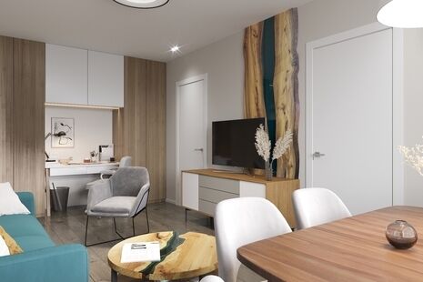 Фото № 1: Дизайн-проект трехкомнатной квартиры 52.8  м² Современный стиль для ЖК Московский