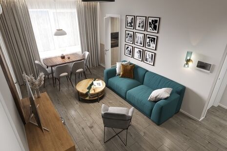 Фото № 2: Дизайн-проект трехкомнатной квартиры 52.8  м² Современный стиль для ЖК Московский