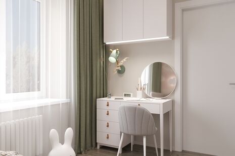 Фото № 5: Дизайн-проект трехкомнатной квартиры 52.8  м² Современный стиль для ЖК Московский