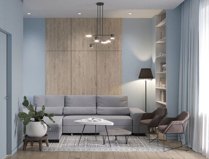 Фото № 1: Дизайн-проект четырехкомнатной квартиры 100.3  м² Стиль Модернизм для ЖК Ньютон