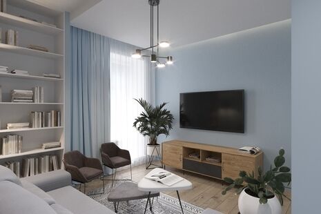 Фото № 6: Дизайн-проект четырехкомнатной квартиры 100.3  м² Стиль Модернизм для ЖК Ньютон