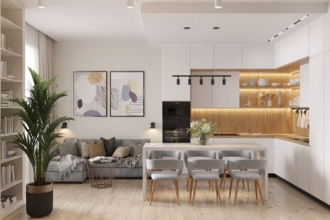 Фото № 4: Дизайн-проект четырехкомнатной квартиры 100.3  м² Стиль Модернизм для ЖК Ньютон