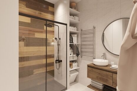 Фото № 2: Дизайн-проект четырехкомнатной квартиры 100.3  м² Стиль Модернизм для ЖК Ньютон