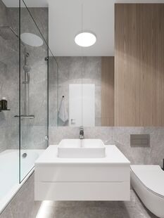 Фото № 5: Дизайн-проект однокомнатной квартиры 37.55  м² Стиль Минимализм для ЖК Филатов Луг