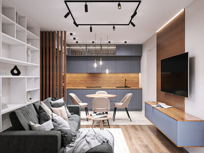 Фото № 6: Дизайн-проект трехкомнатной квартиры 66.26  м² Стиль Модернизм для ЖК Михайловский парк