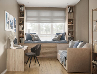 Фото № 3: Дизайн-проект трехкомнатной квартиры 57.0  м² Стиль Контемпорари для ЖК Скандинавия