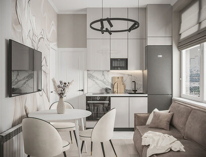 Фото № 5: Дизайн-проект однокомнатной квартиры 37.9  м² Стиль Модернизм для ЖК Рихард