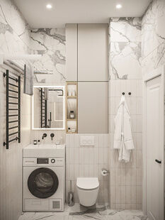 Фото № 4: Дизайн-проект однокомнатной квартиры 37.9  м² Стиль Модернизм для ЖК Рихард