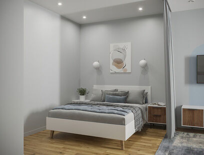 Фото № 5: Дизайн-проект однокомнатной квартиры 45.2  м² Современный стиль для ЖК Татьянин Парк