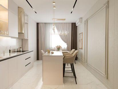 Фото № 6: Дизайн-проект четырехкомнатной квартиры 79.3  м² Стиль Модернизм для ЖК Спутник