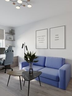 Фото № 1: Дизайн-проект двухкомнатной квартиры 56.2  м² Современный стиль для ЖК Мытищи Парк