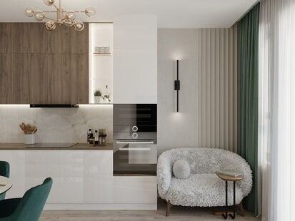 Фото № 4: Дизайн-проект двухкомнатной квартиры 56.2  м² Современный стиль для ЖК Мытищи Парк