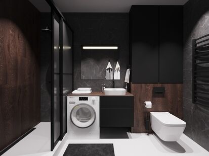 Фото № 2: Дизайн-проект двухкомнатной квартиры 49.73  м² Стиль Лофт для ЖК Академический