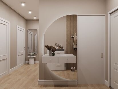 Фото № 5: Дизайн-проект двухкомнатной квартиры 90.2  м² Современный стиль для ЖК Любовь и Голуби