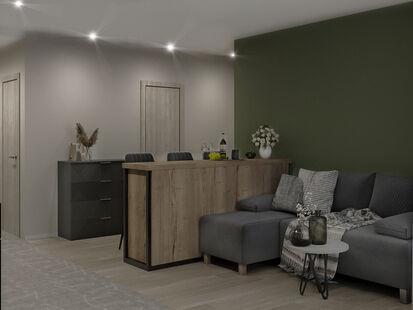 Фото № 1: Дизайн-проект двухкомнатной квартиры 51.9  м² Современный стиль для ЖК Волоколамский 24