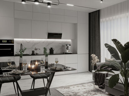 Фото № 1: Дизайн-проект трехкомнатной квартиры 55.23  м² Стиль Модернизм для ЖК City Bay