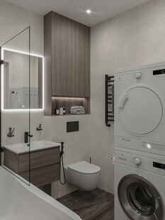 Фото № 6: Дизайн-проект трехкомнатной квартиры 55.23  м² Стиль Модернизм для ЖК City Bay