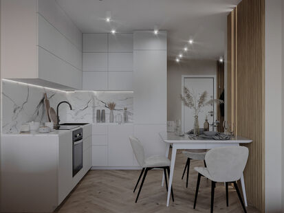 Фото № 5: Дизайн-проект двухкомнатной квартиры 50.43  м² Стиль Модернизм для ЖК Рассвет