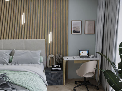 Фото № 3: Дизайн-проект двухкомнатной квартиры 50.43  м² Стиль Модернизм для ЖК Рассвет