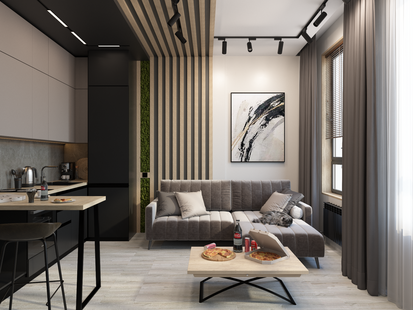 Фото № 3: Дизайн-проект квартиры-студии 27.59  м² Стиль Лофт для ЖК Огни-2