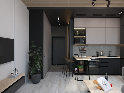 Фото № 5: Дизайн-проект квартиры-студии 27.59  м² Стиль Лофт для ЖК Огни-2