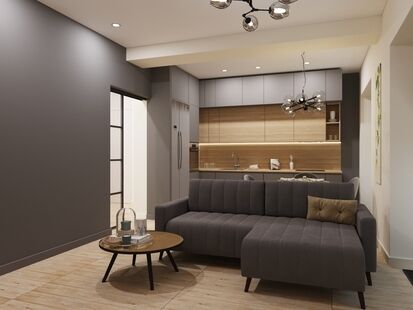 Фото № 6: Дизайн-проект двухкомнатной квартиры 58.34  м² стиль Модернизм для ЖК D1