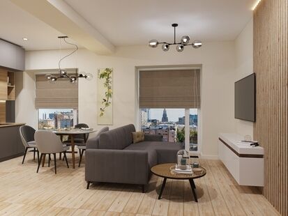 Фото № 2: Дизайн-проект двухкомнатной квартиры 58.34  м² стиль Модернизм для ЖК D1