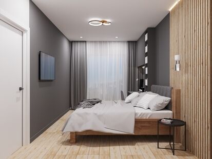 Фото № 4: Дизайн-проект двухкомнатной квартиры 58.34  м² стиль Модернизм для ЖК D1