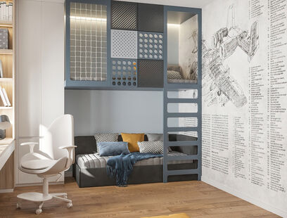 Фото № 5: Дизайн-проект дома/коттеджа 56.81  м² Стиль Модернизм для Этажа частного дома в КП Варежки 3