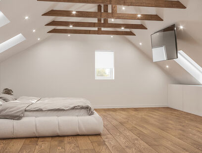 Фото № 2: Дизайн-проект дома/коттеджа 43.03  м² Стиль Модернизм для Этажа частного дома в КП Варежки 3