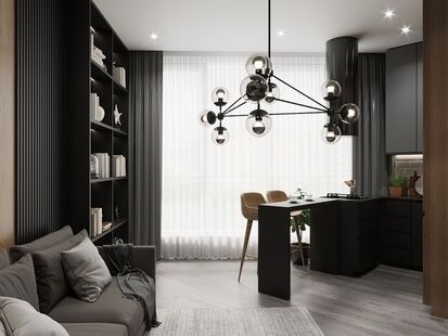 Фото № 6: Дизайн-проект квартиры-студии 45.0  м² Современный стиль для ЖК Кратово Village