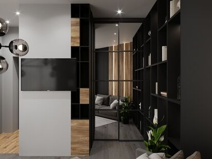 Фото № 3: Дизайн-проект квартиры-студии 45.0  м² Современный стиль для ЖК Кратово Village