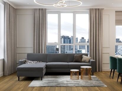 Фото № 1: Дизайн-проект трехкомнатной квартиры 79.96  м² Стиль Модернизм для ЖК Огни