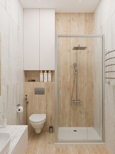 Фото № 3: Дизайн-проект трехкомнатной квартиры 79.96  м² Стиль Модернизм для ЖК Огни