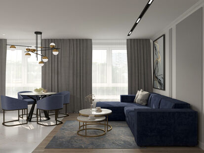 Фото № 6: Дизайн-проект трехкомнатной квартиры 83.98  м² Стиль Модернизм для ЖК Мякинино Парк