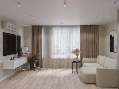 Фото № 6: Дизайн-проект квартиры-студии 26.3  м² Современный стиль для ЖК Шереметьевский