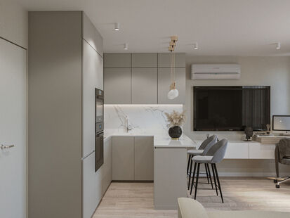 Фото № 2: Дизайн-проект квартиры-студии 26.3  м² Современный стиль для ЖК Шереметьевский