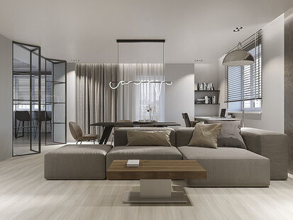 Фото № 1: Дизайн-проект двухкомнатной квартиры 69.3  м² Стиль Модернизм для ЖК Тулпар