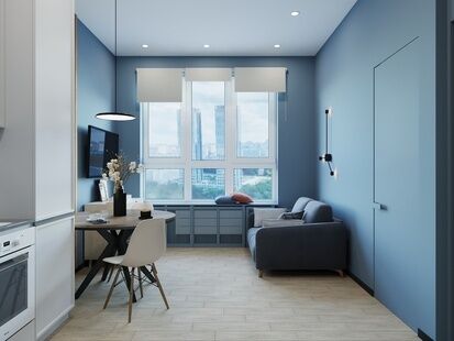 Фото № 5: Дизайн-проект двухкомнатной квартиры 33.62  м² Современный стиль для ЖК Огни-2